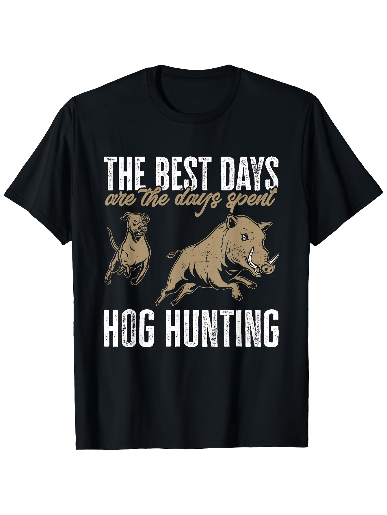 Wildman Hunting & Outdoor Photos - Wild Hog Hunting Dog Print T-Shirt