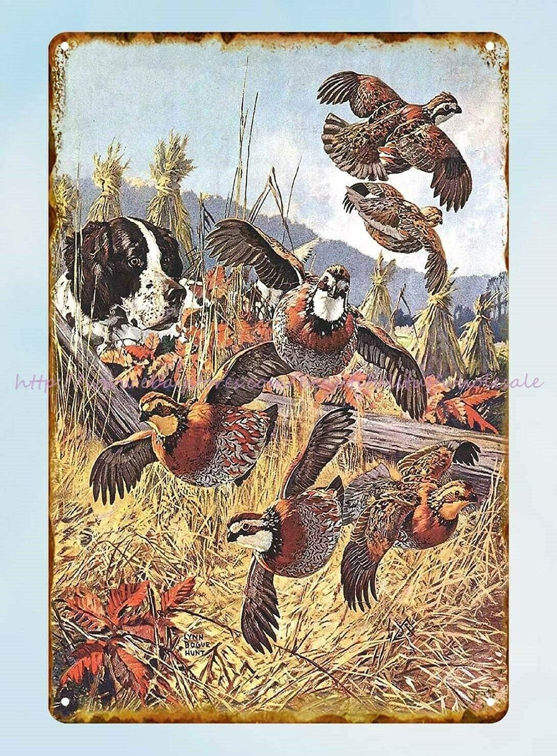 1p,Retro Metal Tin Sign Hunt H - Hunting Quail 评论和价格