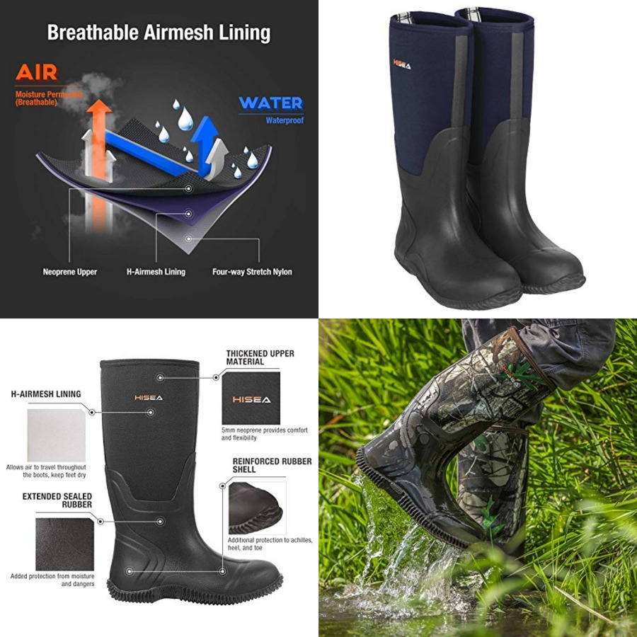 HISEA Men's Rain Boots, Waterp - Outdoor Hunting Boots For Men 评论和价格