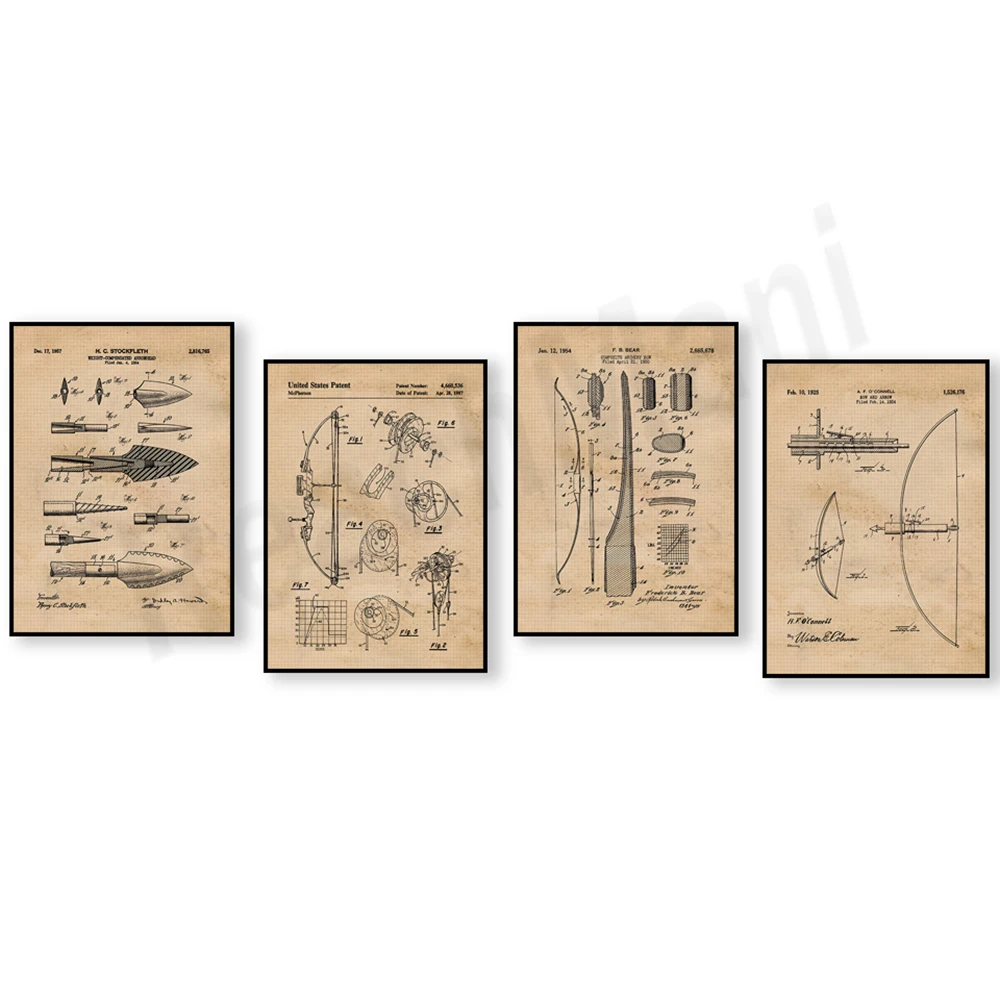 Vintage bow and arrow patent p - Outdoor Hunting Paintings 评论和价格