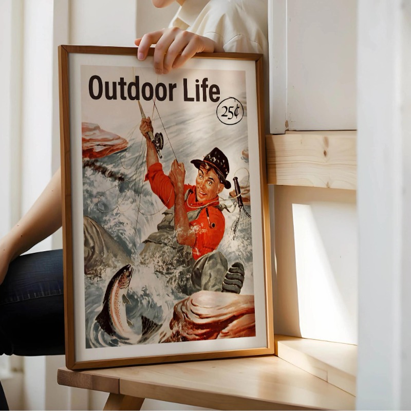 Vintage Fly Fishing Canvas Pri - Outdoor Hunting Paintings 评论和价格