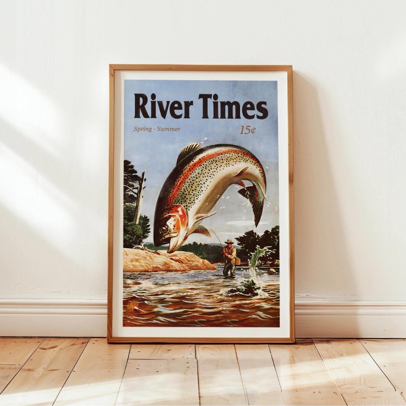 Vintage Fly Fishing Canvas Pri - Outdoor Hunting Paintings 评论和价格