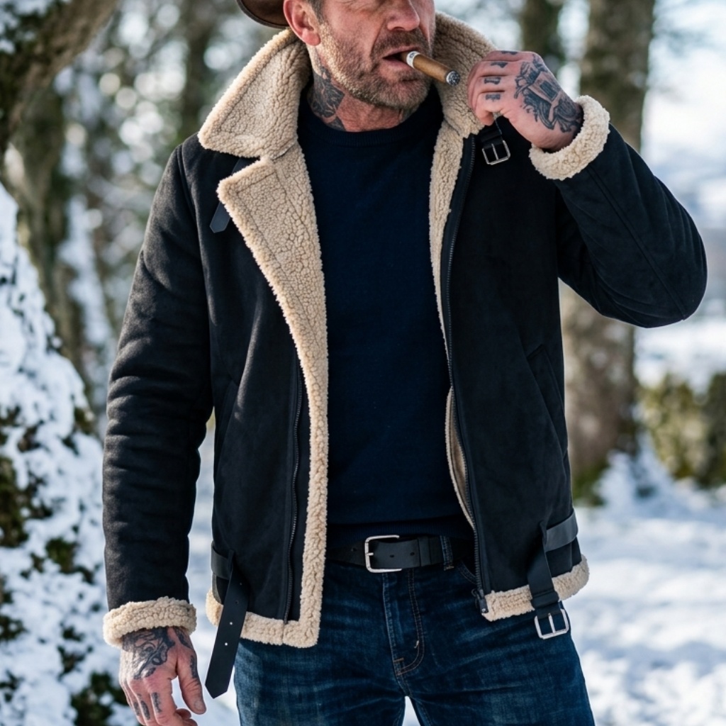 Men Winter Faux Suede Jacket F - Hunting Outdoor Jacket 评论和价格