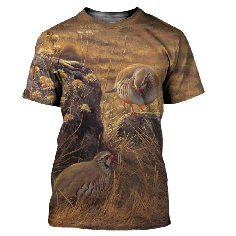 Animal Quail 3D Print T-shirt  - Hunting Quail 评论和价格
