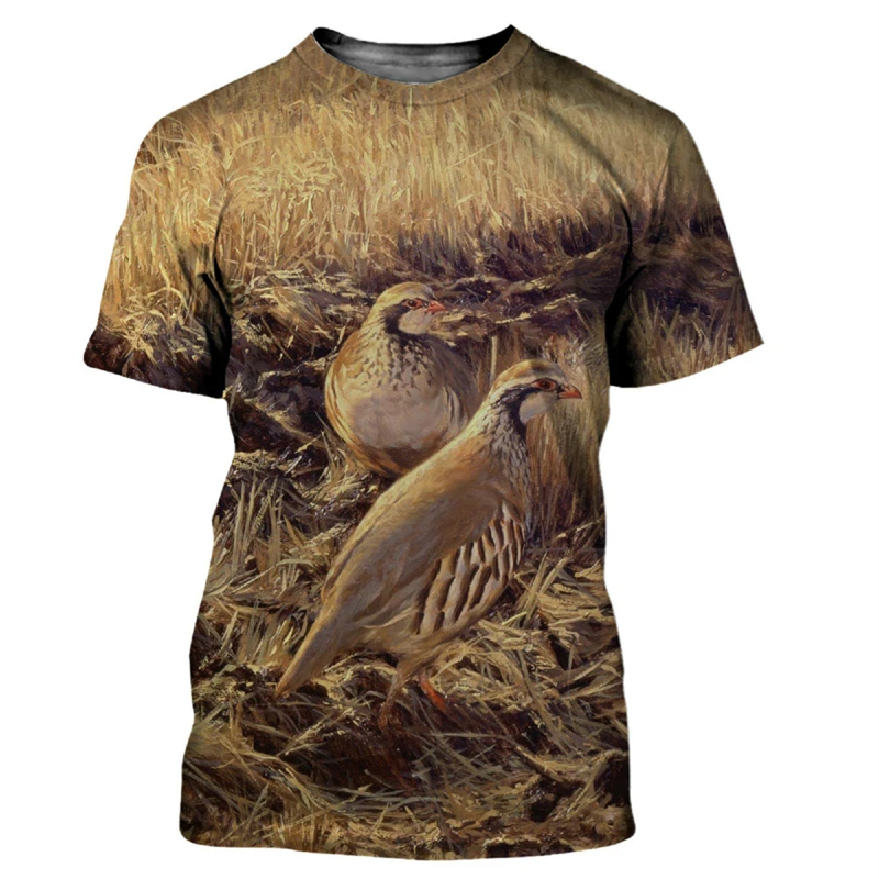 Animal Quail 3D Print T-shirt  - Hunting Quail 评论和价格