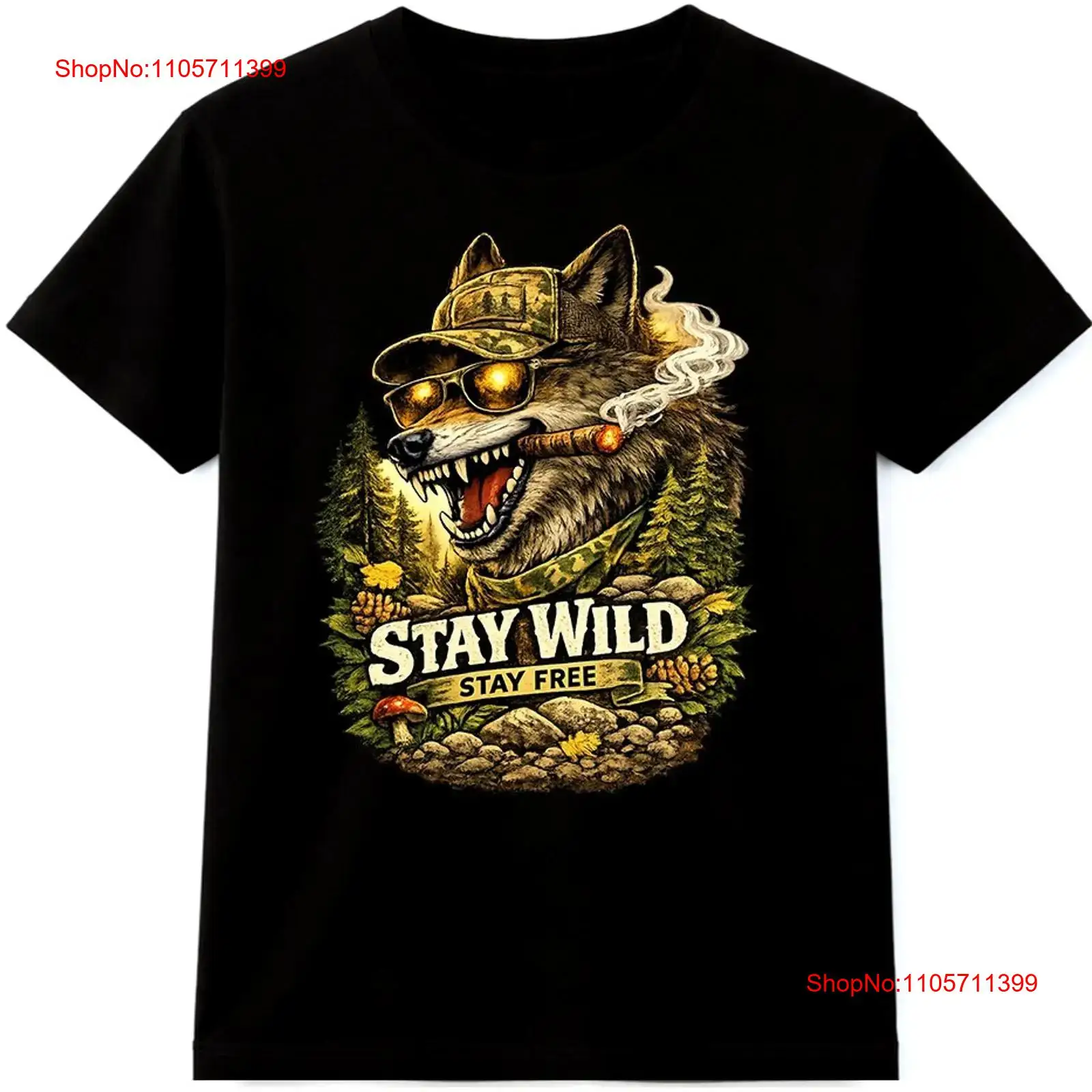 Wolf T Shirt Stay Wild Free Ou - Wildman Hunting & Outdoor Photos 评论和价格